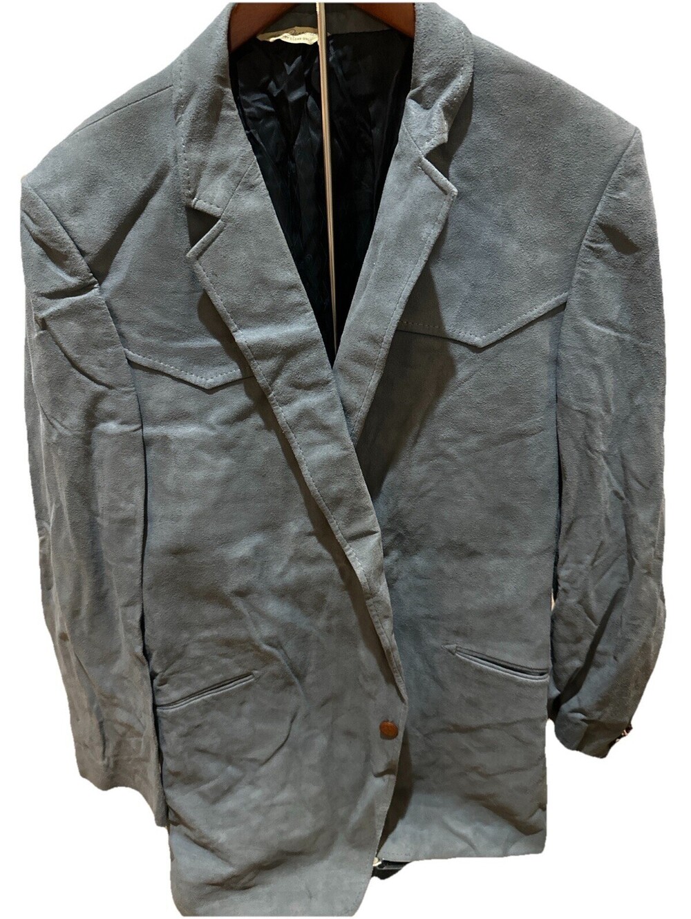 Vintage Oleg Cassini Western Blazer Gray Suede Style Big Tall Mens 52R